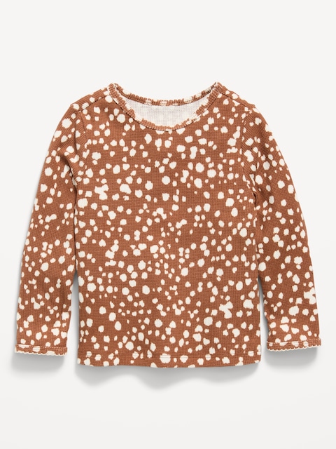 Long-Sleeve Waffle Knit T-Shirt for Toddler Girls
