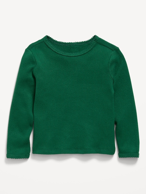 Long-Sleeve Waffle Knit T-Shirt for Toddler Girls