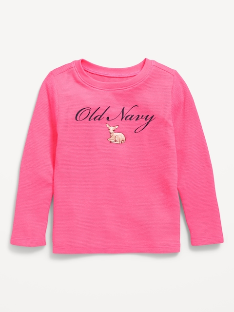 Long-Sleeve Logo Graphic Waffle-Knit T-Shirt for Toddler Girls