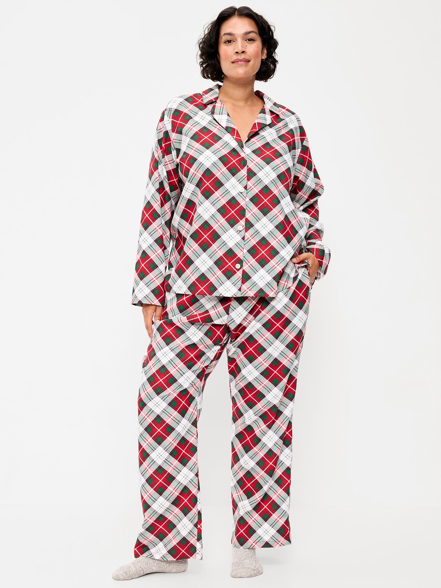 Printed Flannel Pajama Pant Set for Women