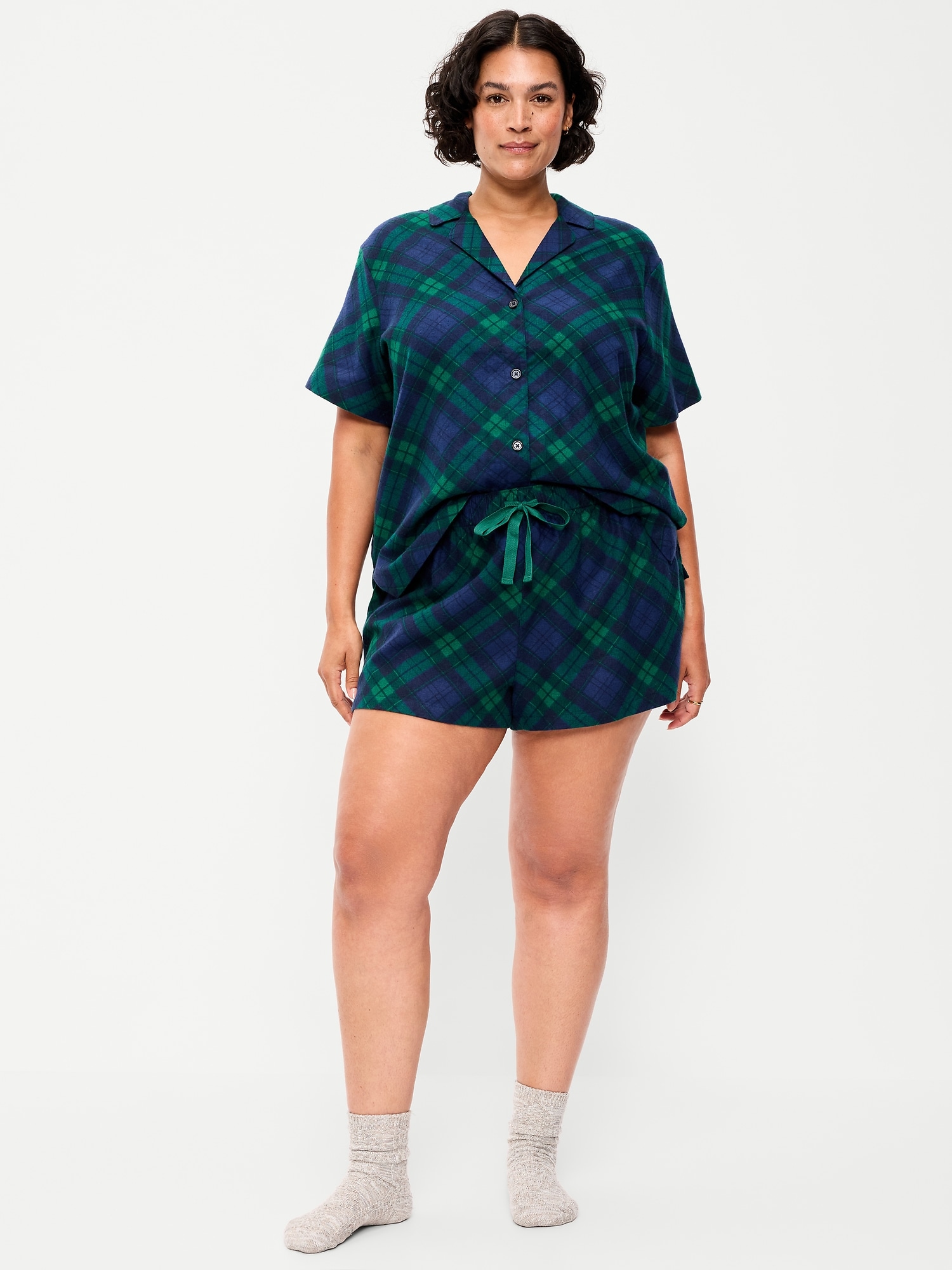 Flannel Pajama Short Set for Women