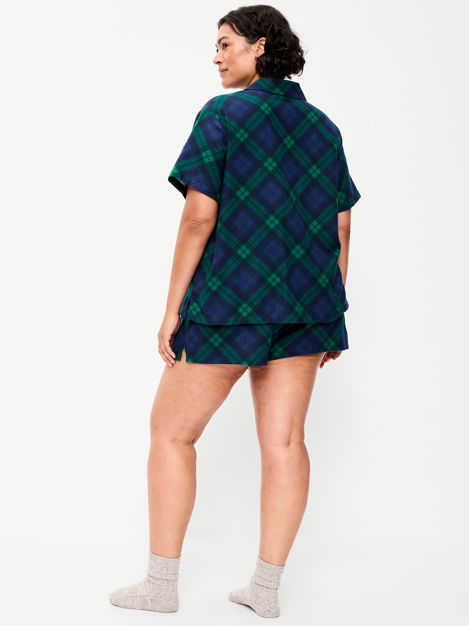 Flannel Pajama Short Set for Women