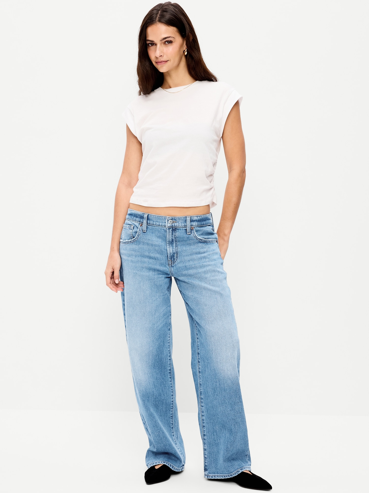Low-Rise Embellished Loose Jeans