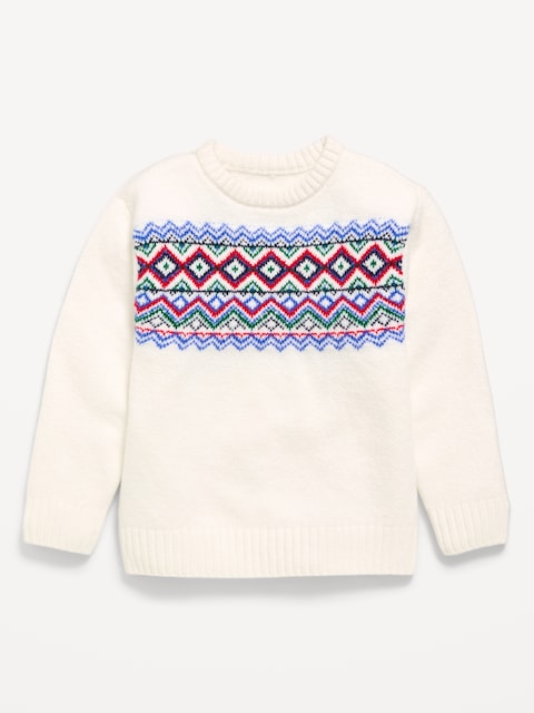 Oversized Long-Sleeve Fair Isle Sweater for Toddler Boys