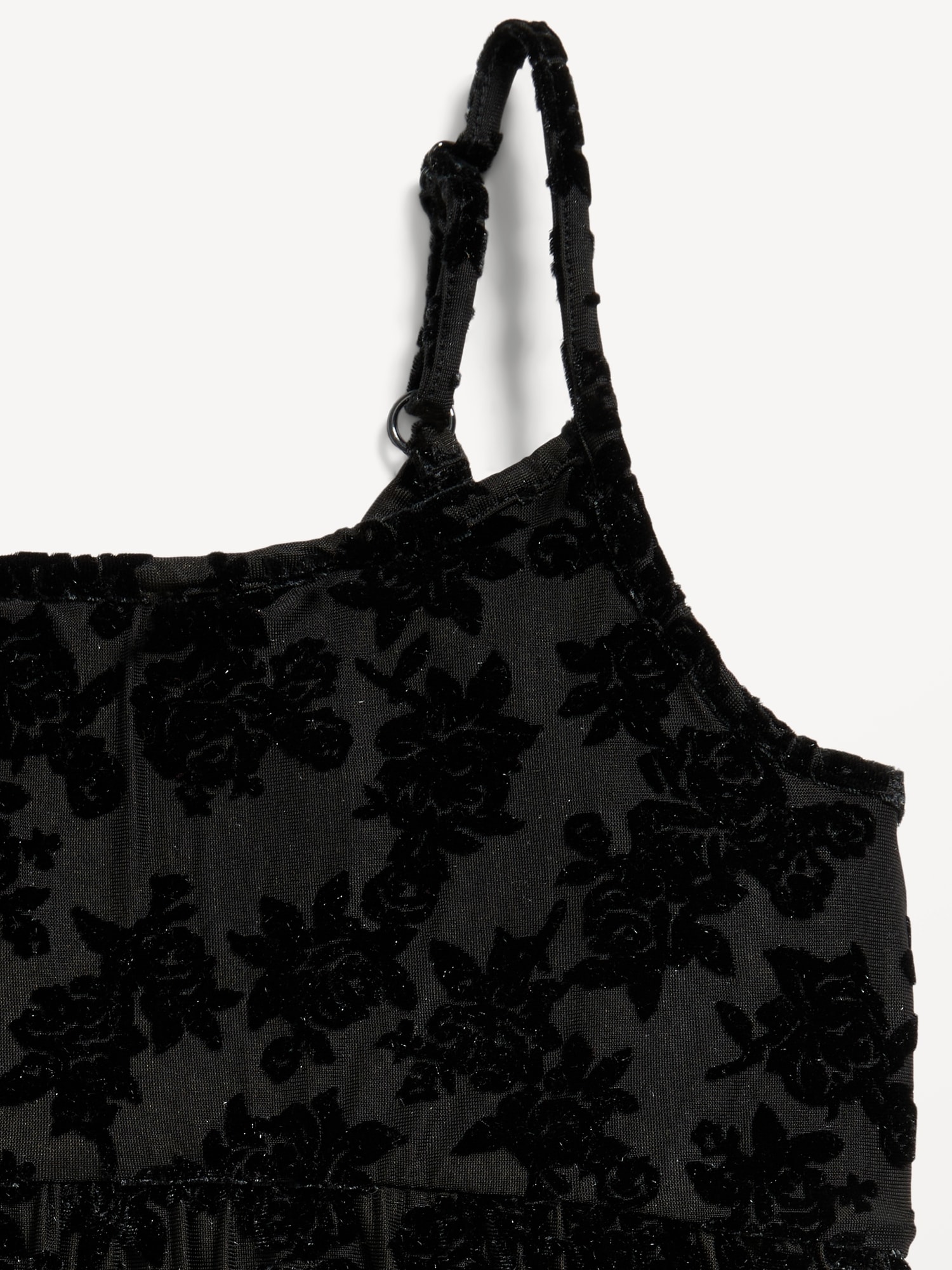 Sleeveless Fit and Flare Floral Velour Dress for Girls