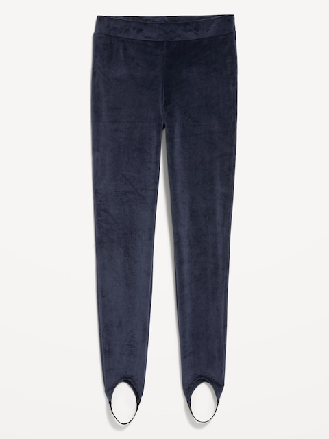 High-Waisted Velour Stirrup Leggings for Women