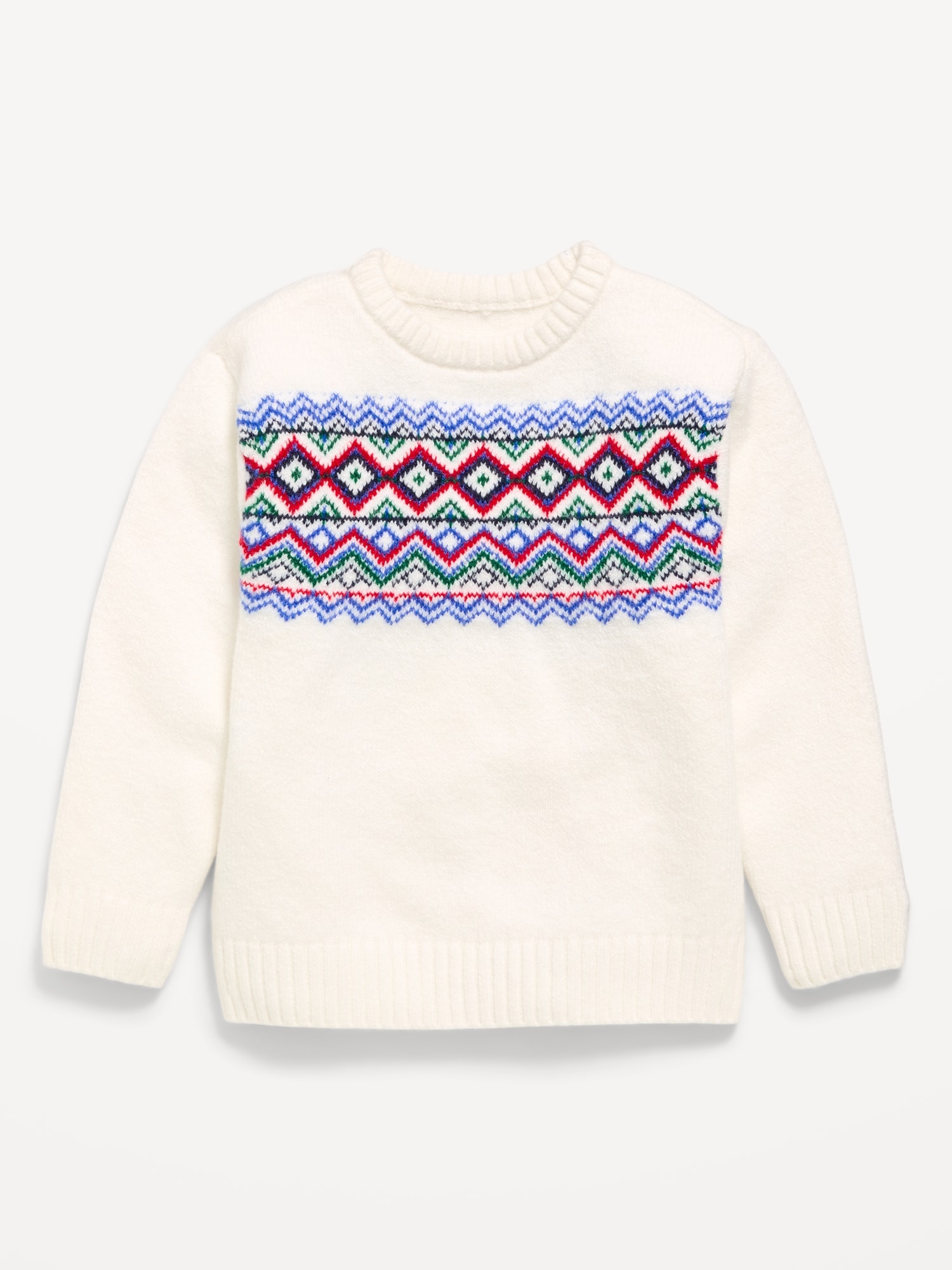 Oversized Long-Sleeve Fair Isle Sweater for Toddler Boys