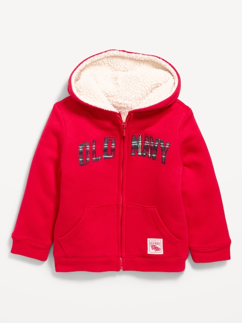 Logo Graphic Sherpa-Lined Full-Zip Hoodie for Toddler Boys