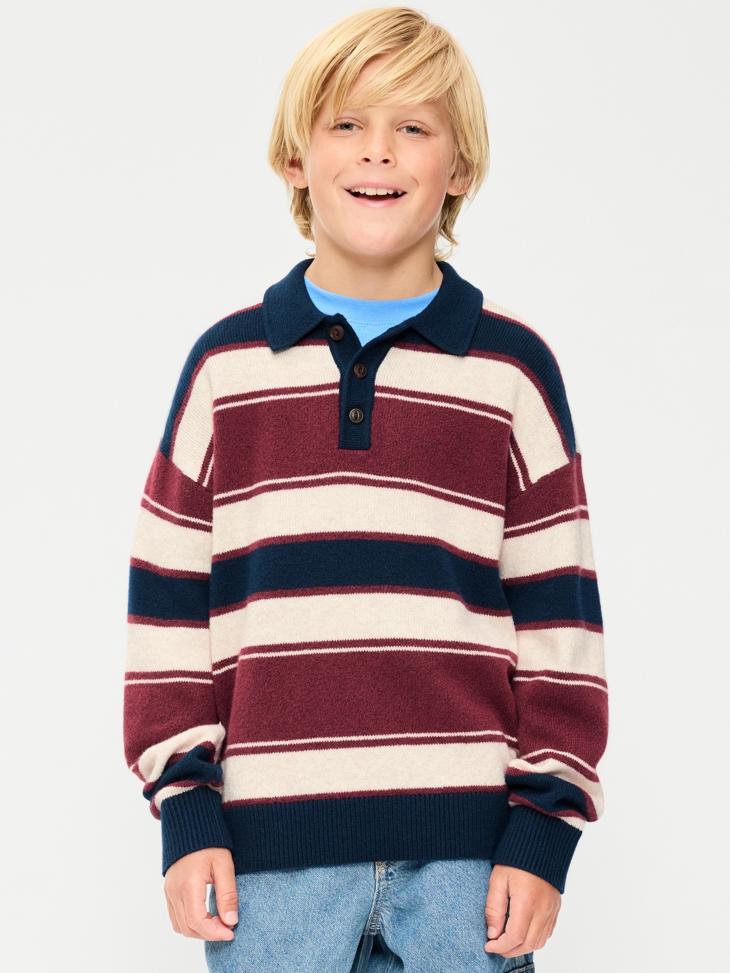 SoSoft Oversized Collared Striped Sweater for Boys