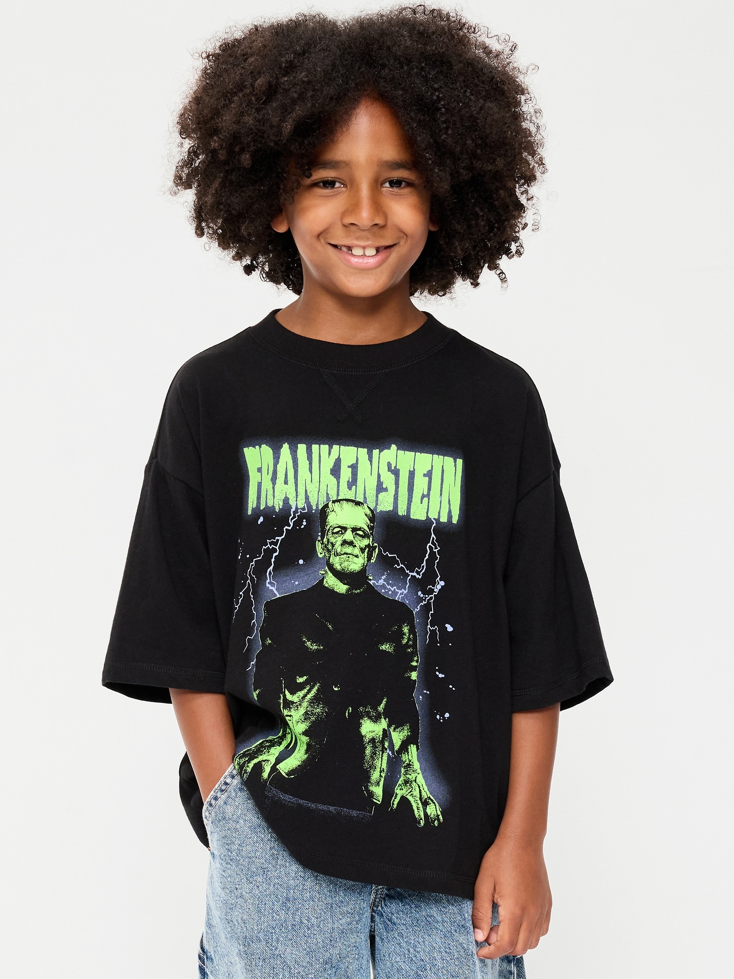 Frankenstein™ Oversized Gender-Neutral Graphic T-Shirt for Kids