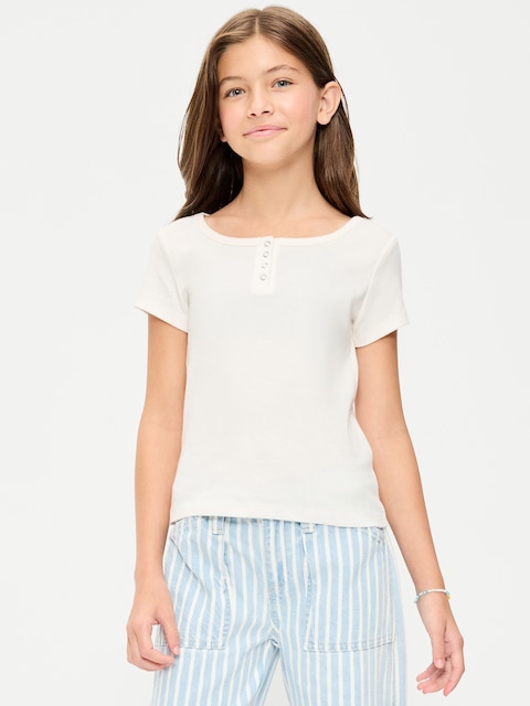 Short-Sleeve Henley Top for Girls