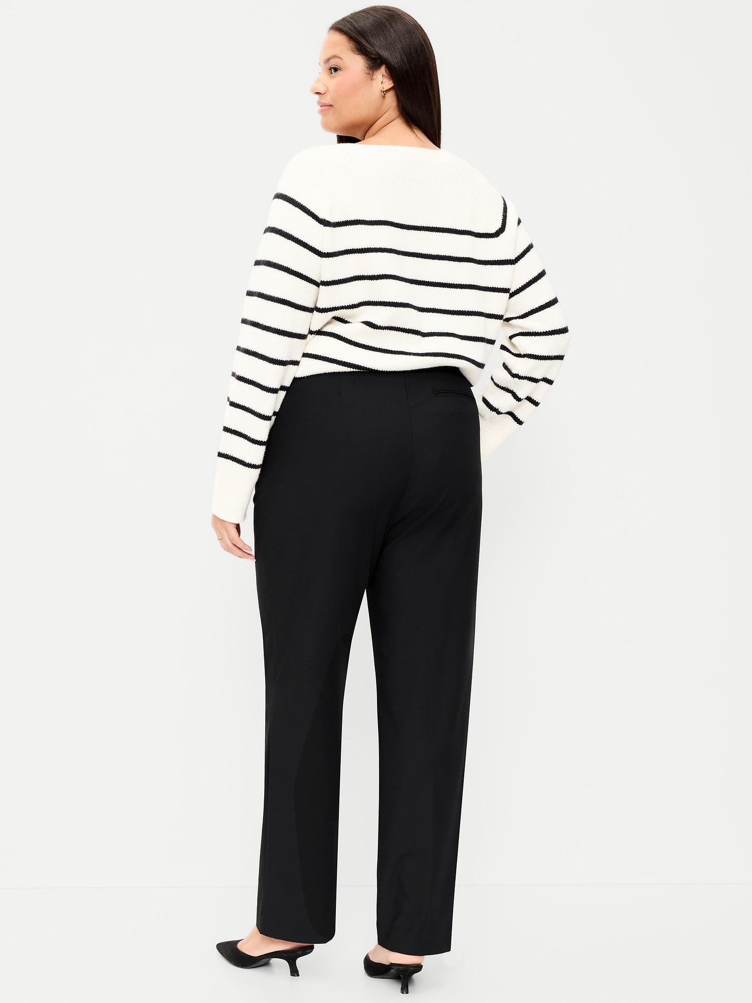 Extra High-Waisted Straight-Leg Twill Pants