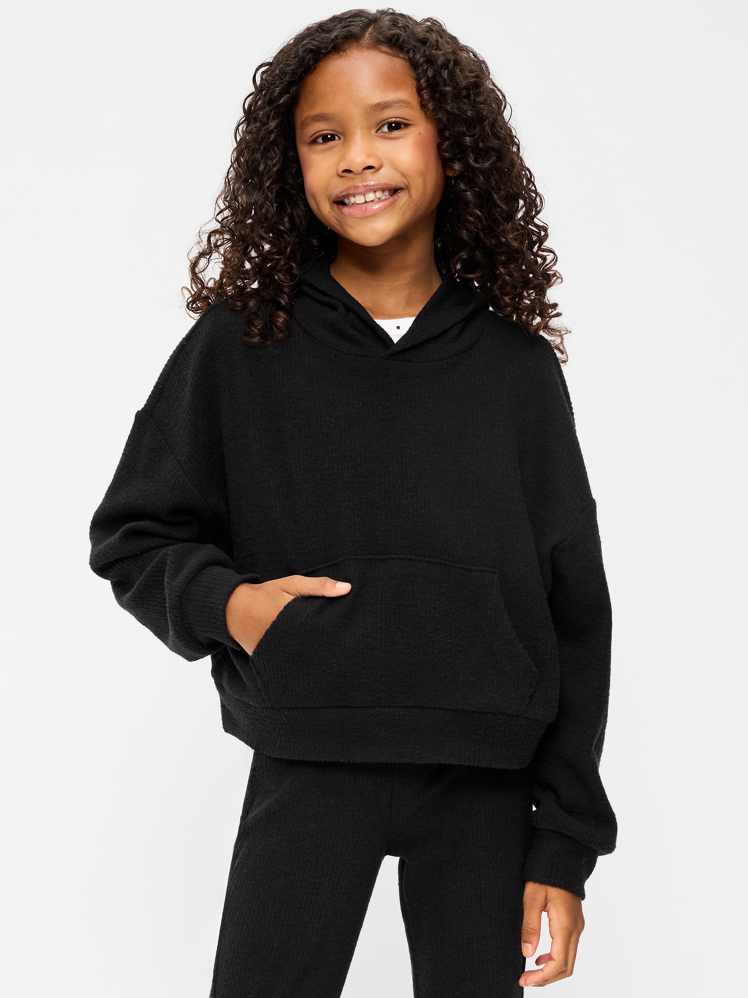 Худи Old Navy CozePlush Pullover для девочек, цвет: Чёрный
