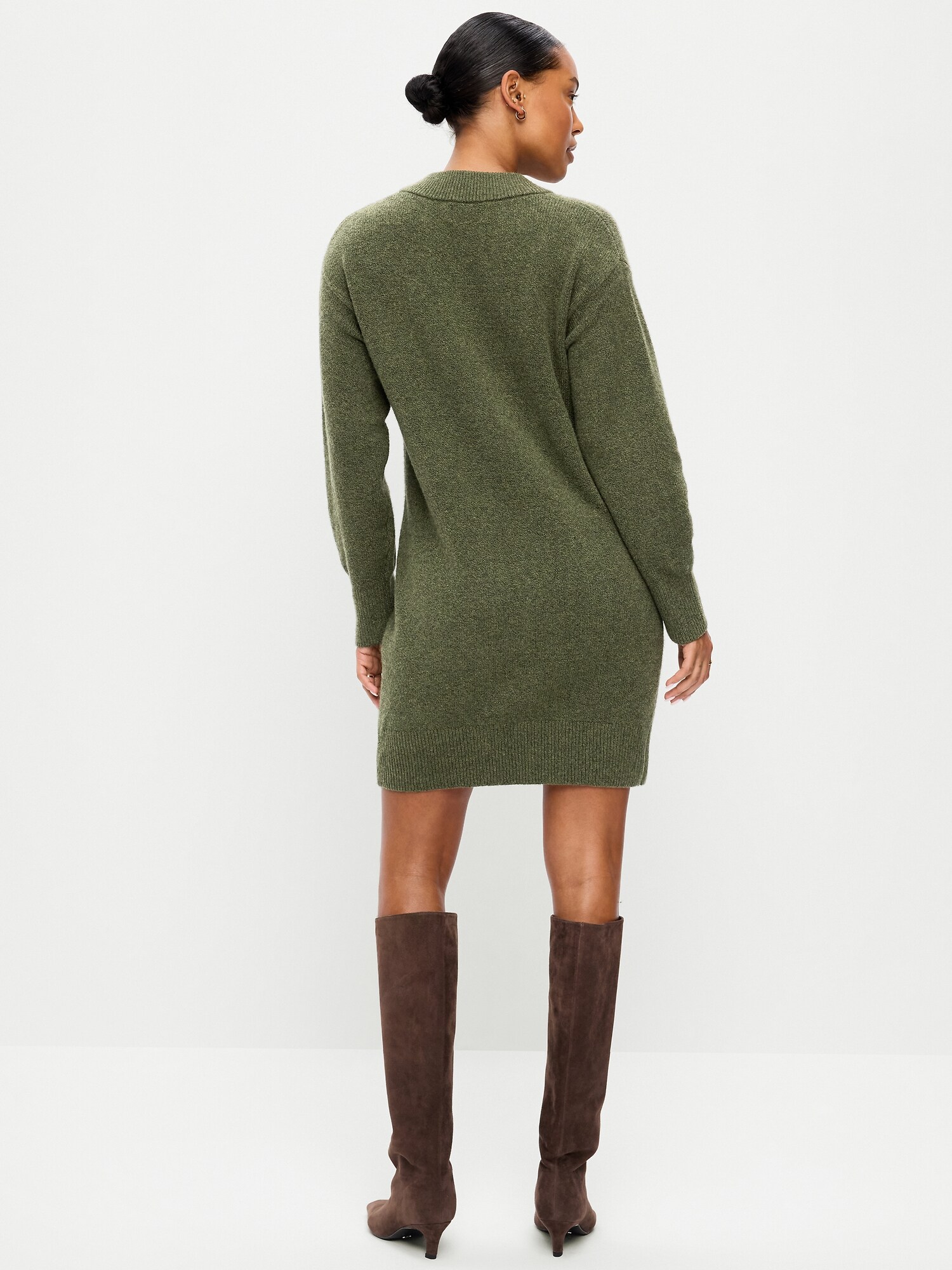 Женское платье Old Navy SoSoft Long-Sleeve V-Neck Mini Sweater Dress, цвет: Alpine Tundra — фото 2