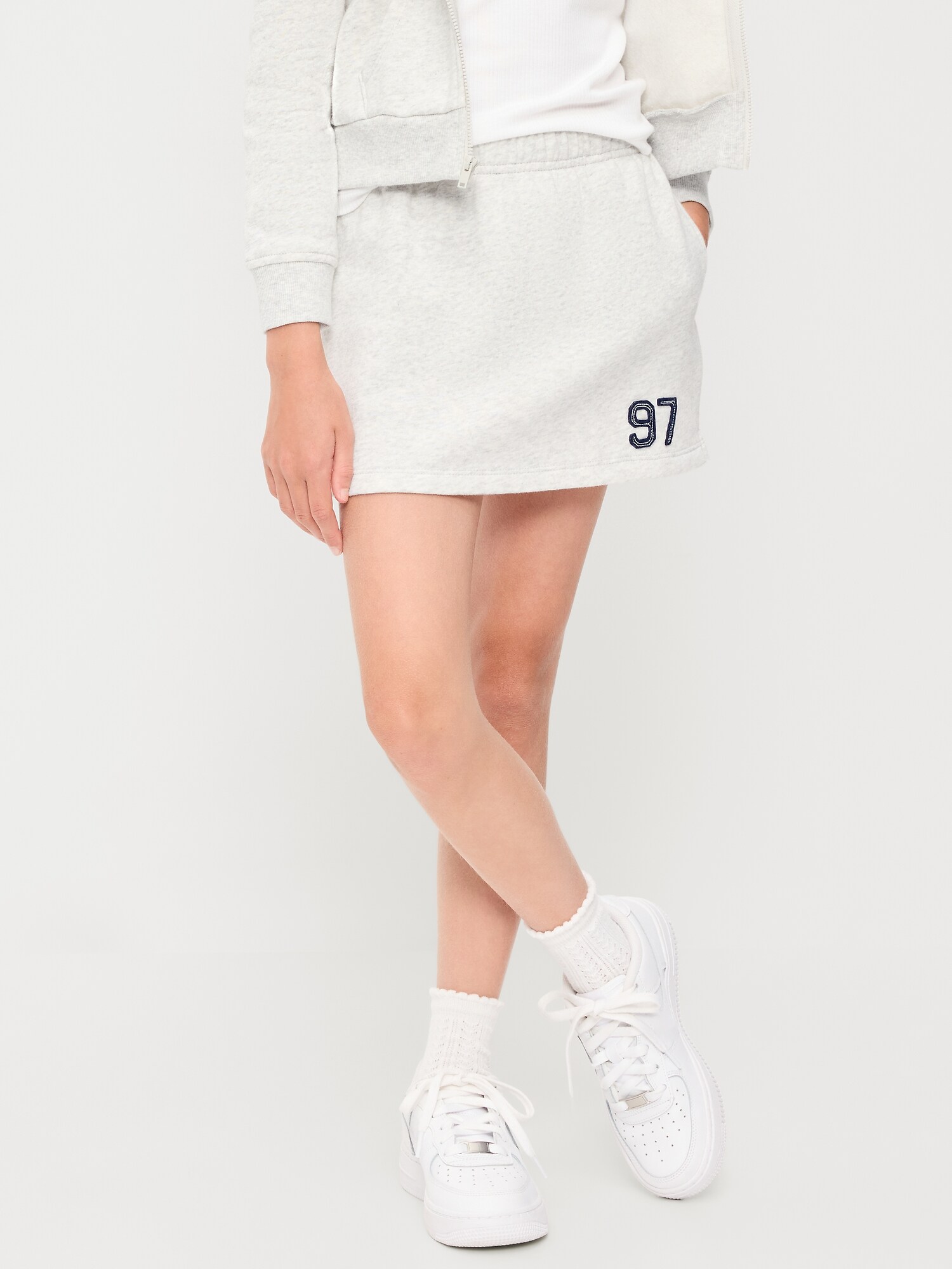 Юбка-шорты Old Navy Fleece Skort для девочек, цвет: Светлый меланжевый серый