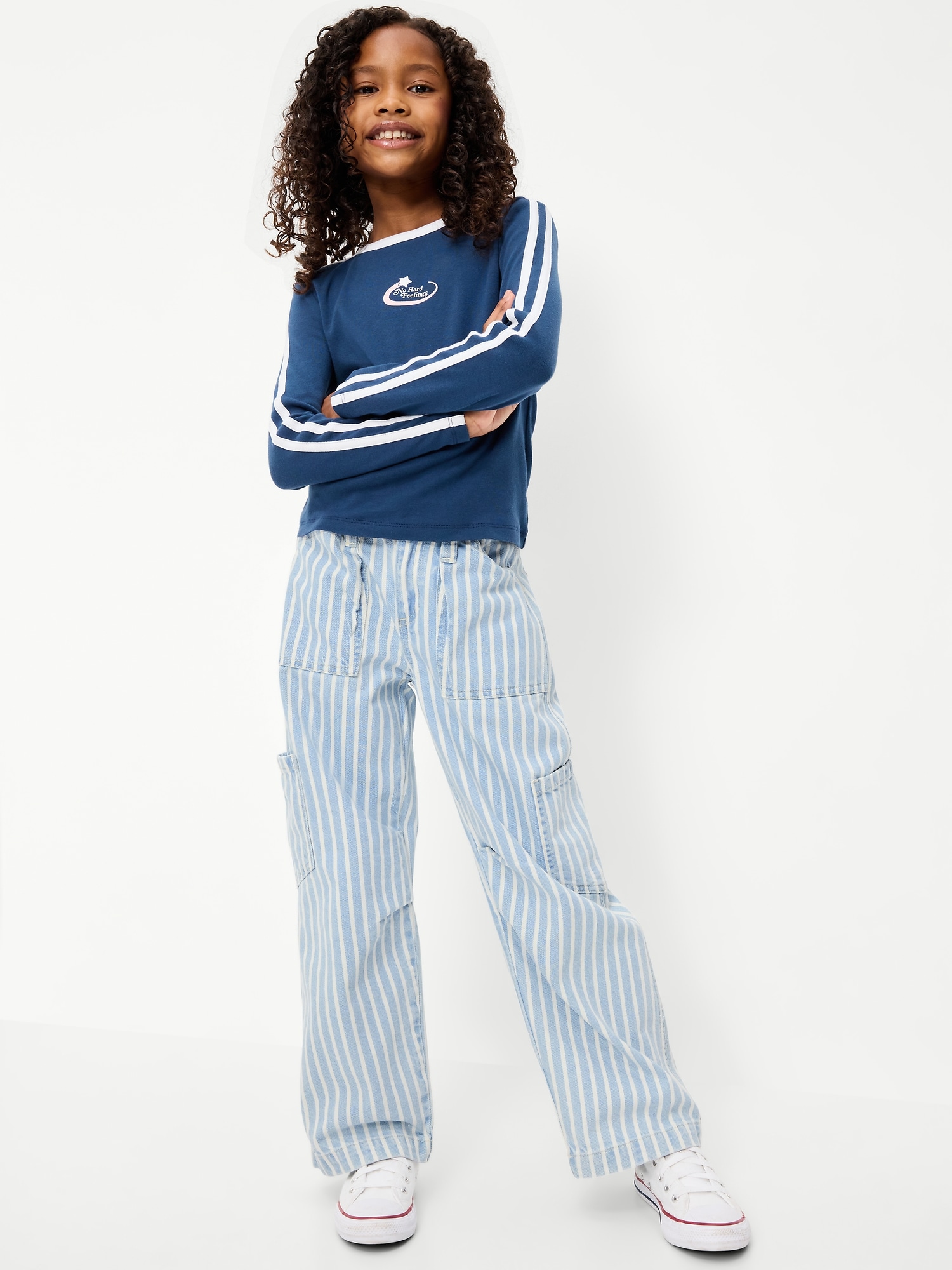 Low-Rise Striped Utility Jeans for Girls
