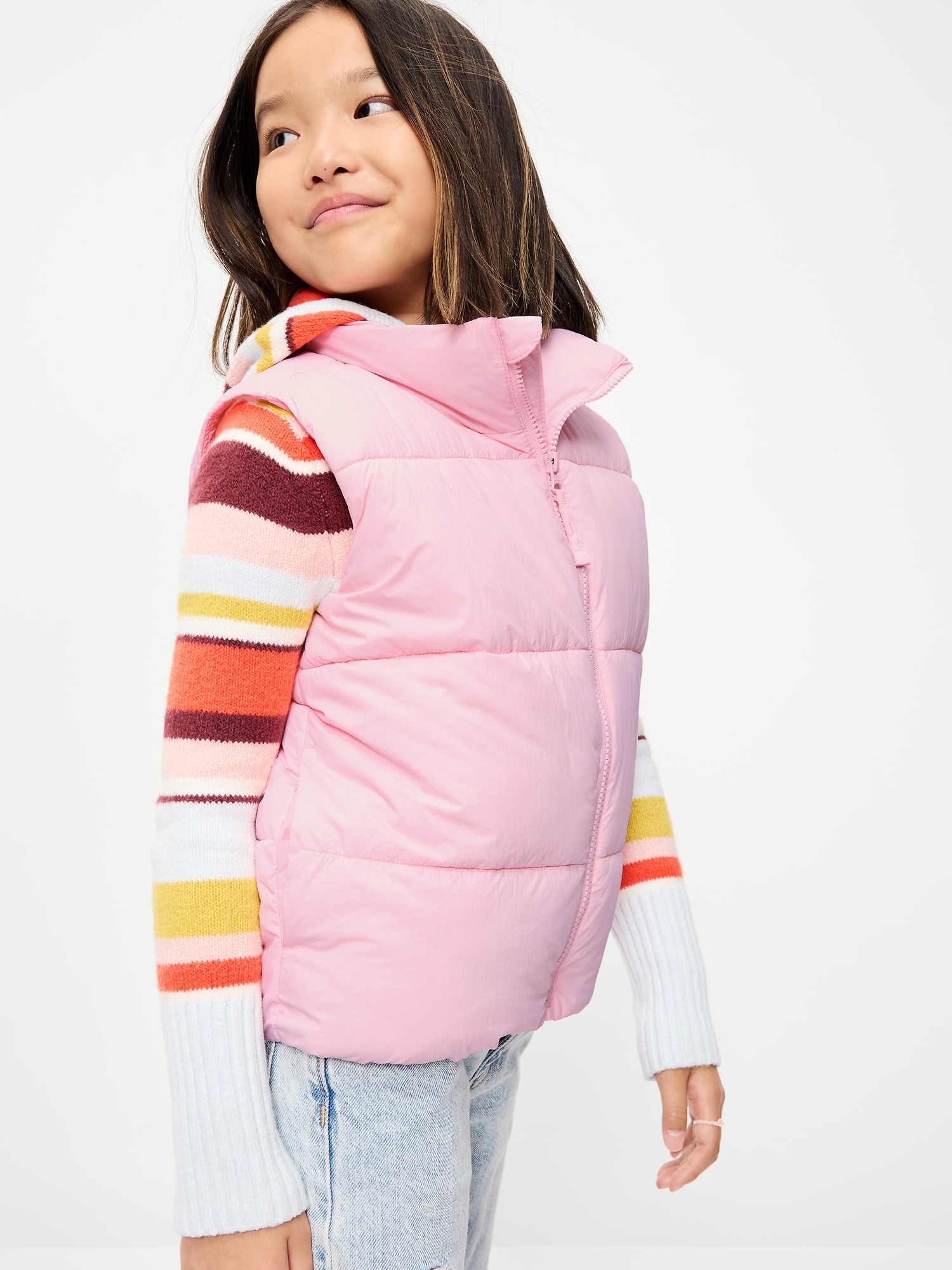 Water-Resistant Quilted Puffer Vest for Girls