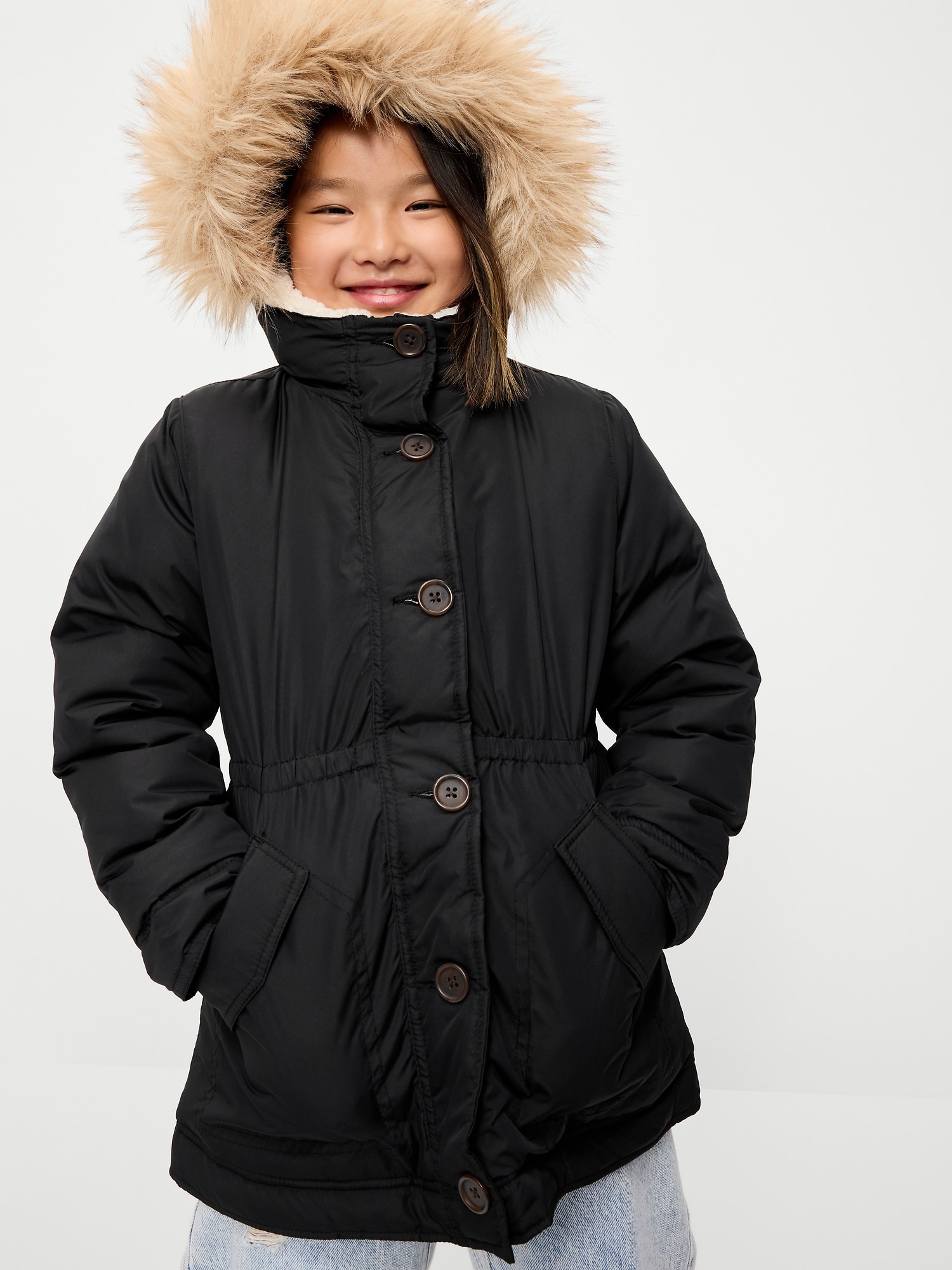 Water-Resistant Parka Jacket for Girls