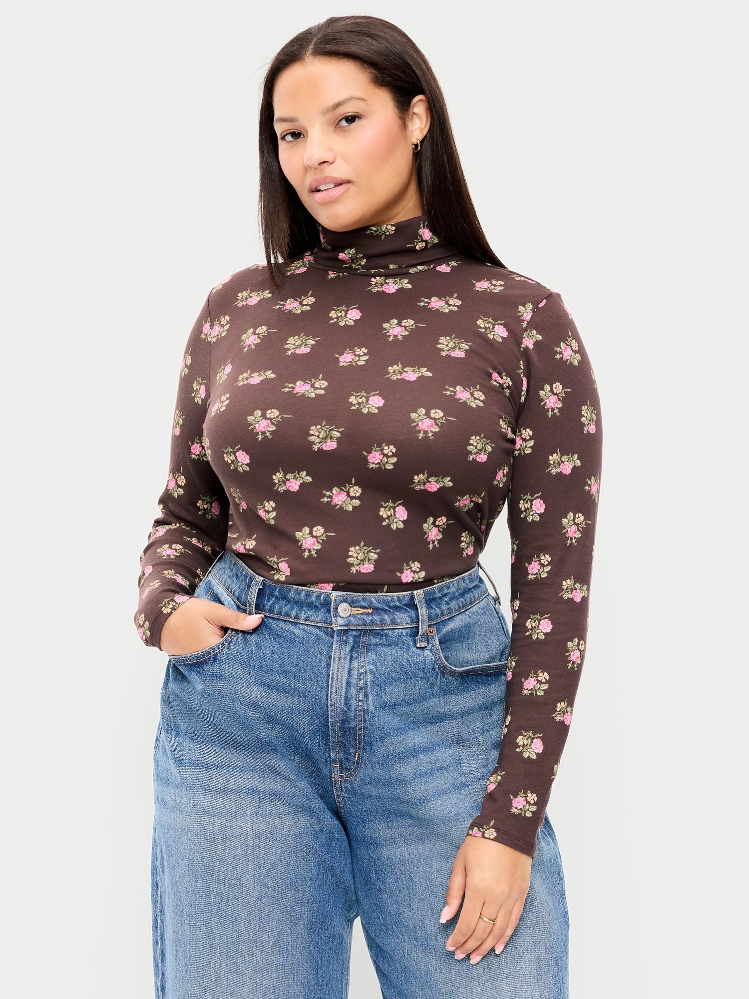 Slim-Fit Printed Turtleneck