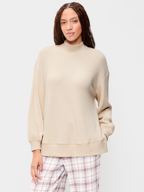 Oversized Mock-Neck Long-Sleeve Top
