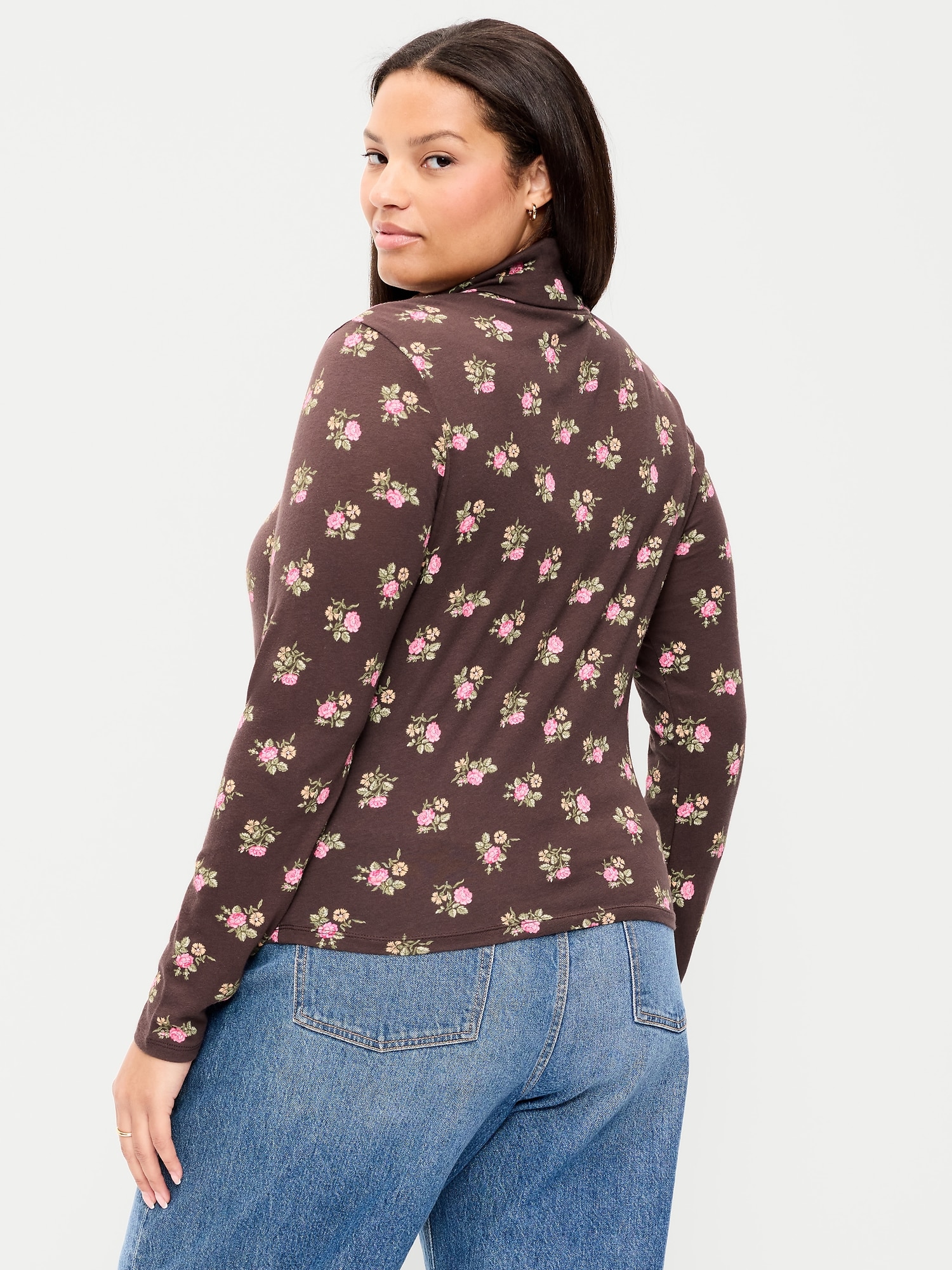Slim-Fit Printed Turtleneck