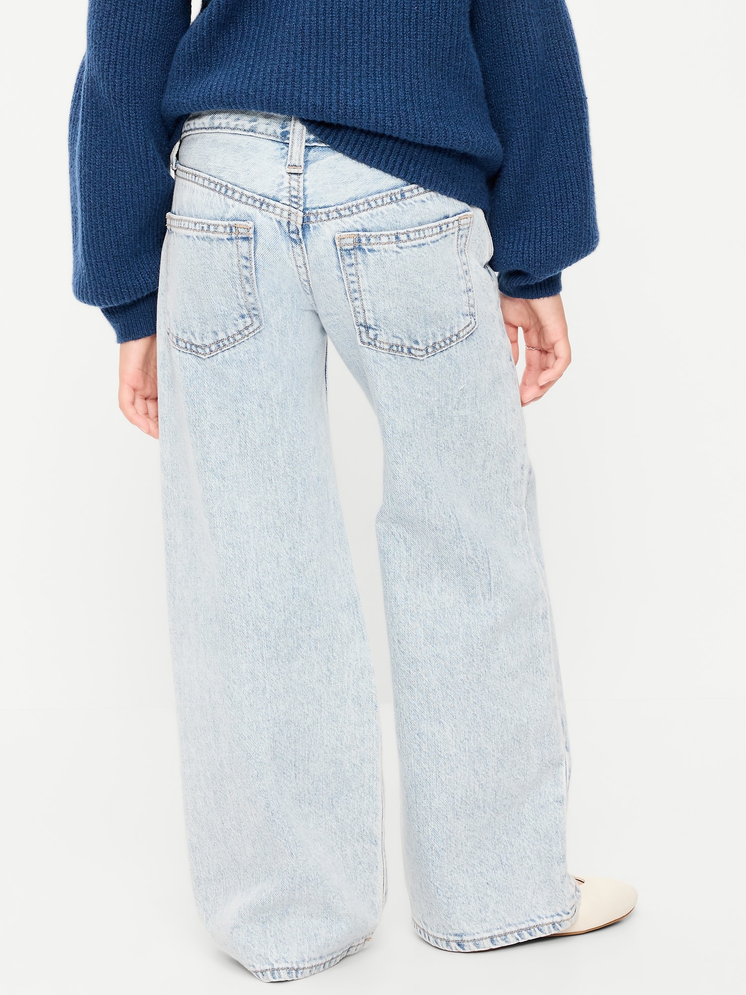 Low-Rise Baggy Ripped Wide-Leg Jeans for Girls
