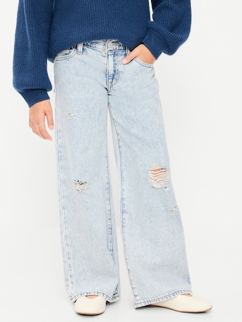 Low-Rise Baggy Ripped Wide-Leg Jeans for Girls
