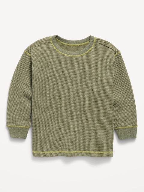 Long-Sleeve Waffle Knit T-Shirt for Toddler Boys