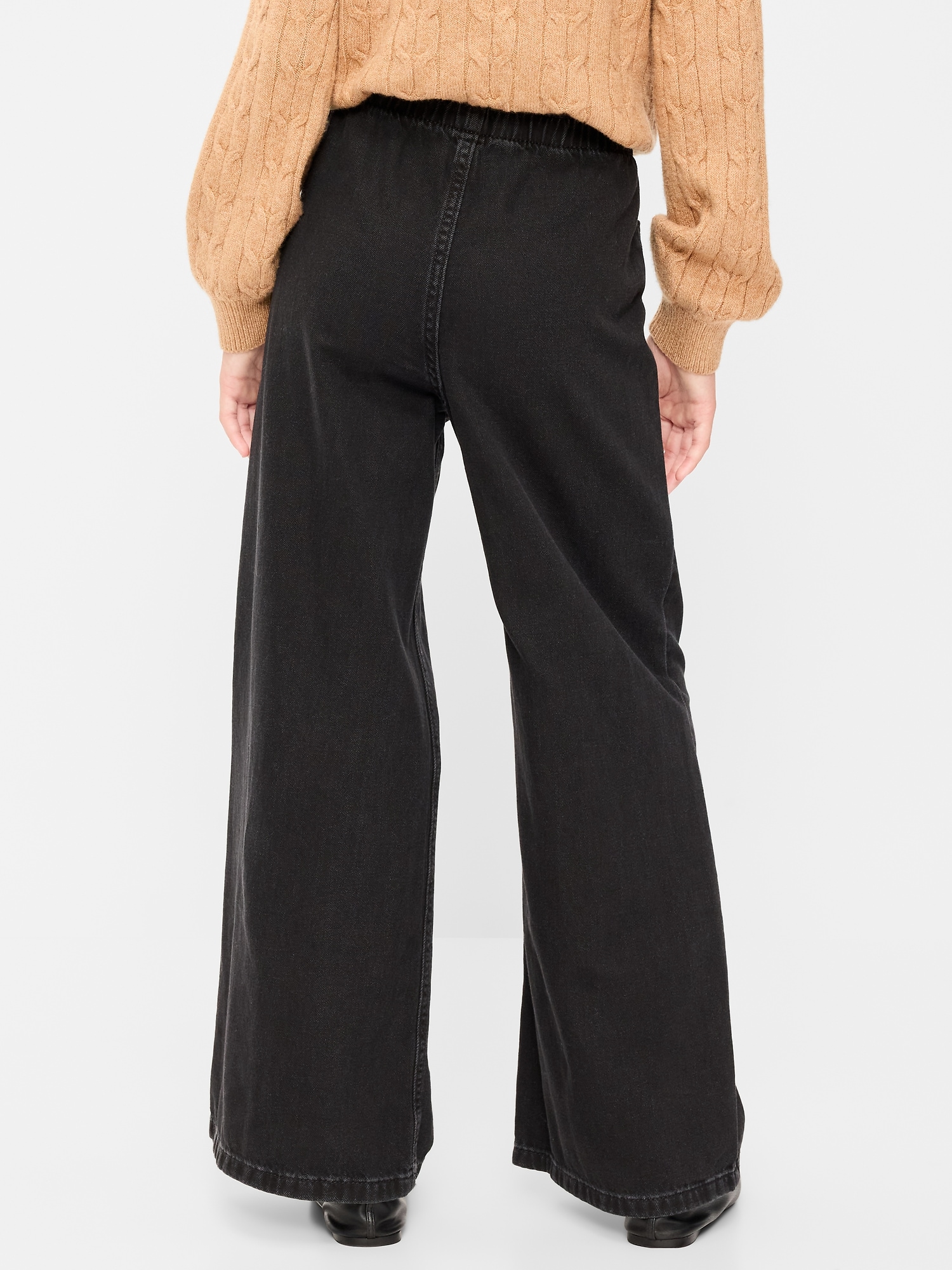 Pull-On Super Baggy Wide-Leg Denim Pants for Girls