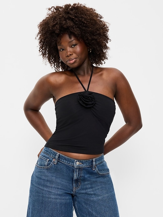 Tie-Neck Rosette Tube Top | Old Navy