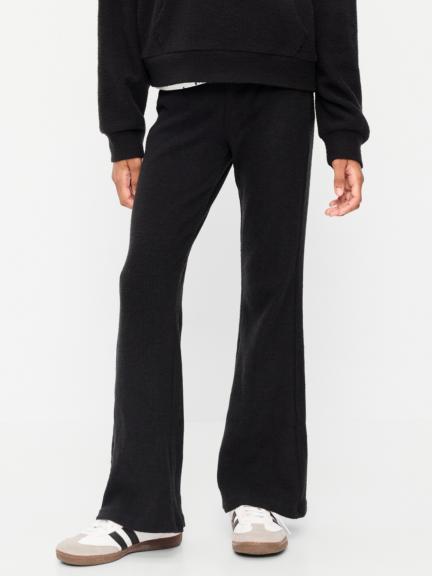 Брюки Old Navy CozePlush Foldover Pants для девочек, цвет: Чёрный