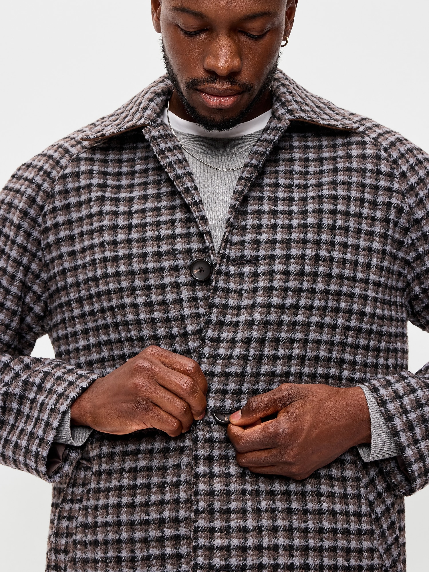 Relaxed Long Twill Topcoat for Men