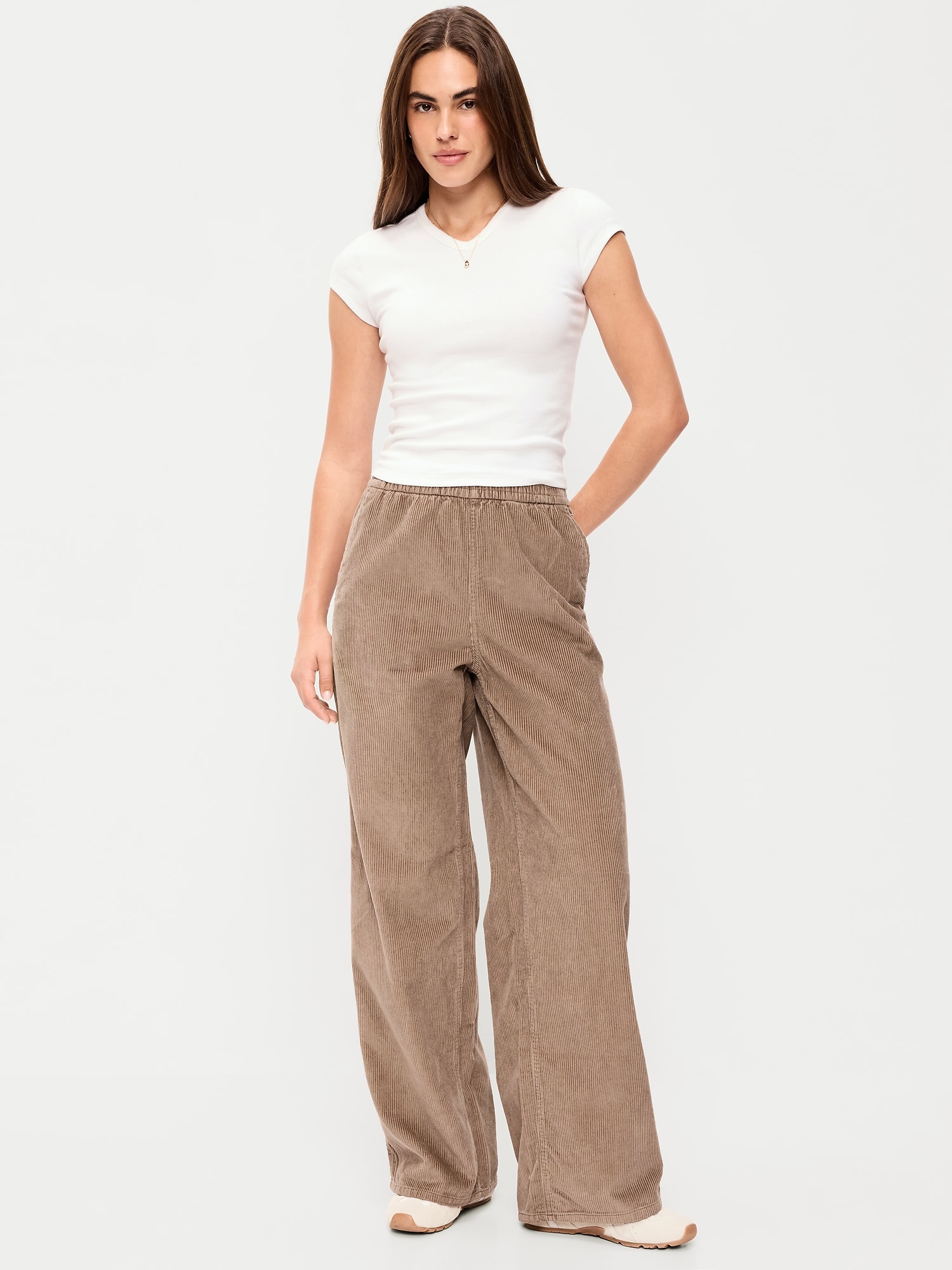 High-Waisted Baggy Wide-Leg Corduroy Pants