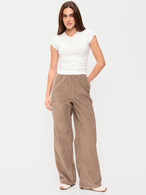 High-Waisted Baggy Wide-Leg Corduroy Pants