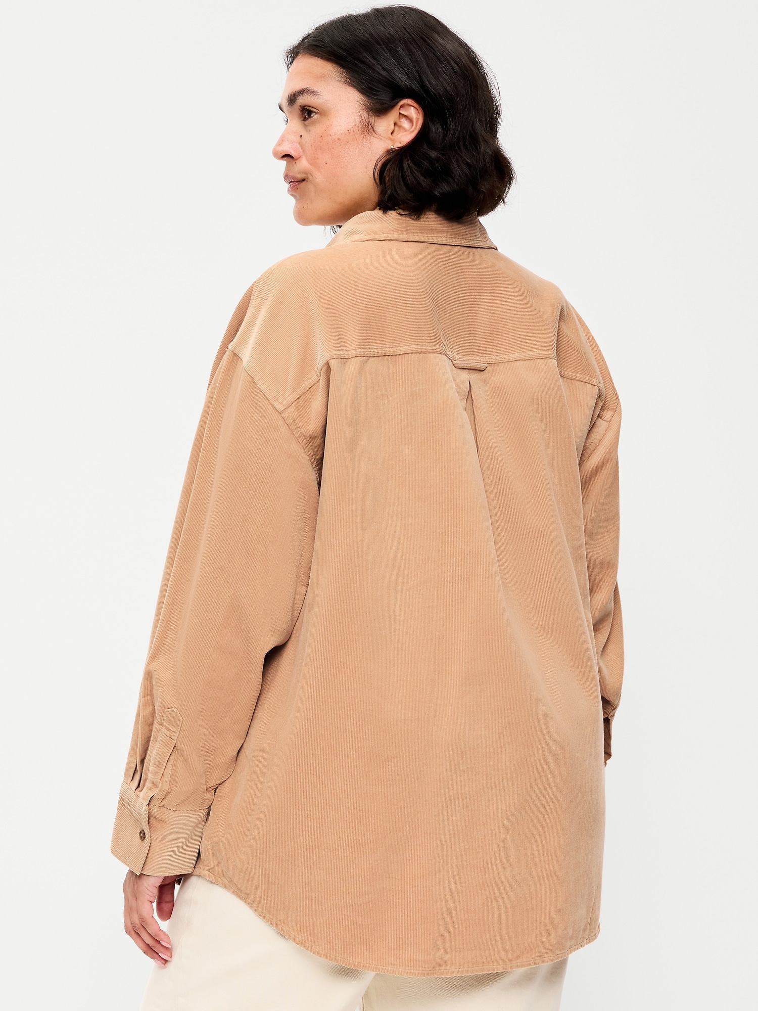 Oversized Boyfriend Button-Down Corduroy Shirt