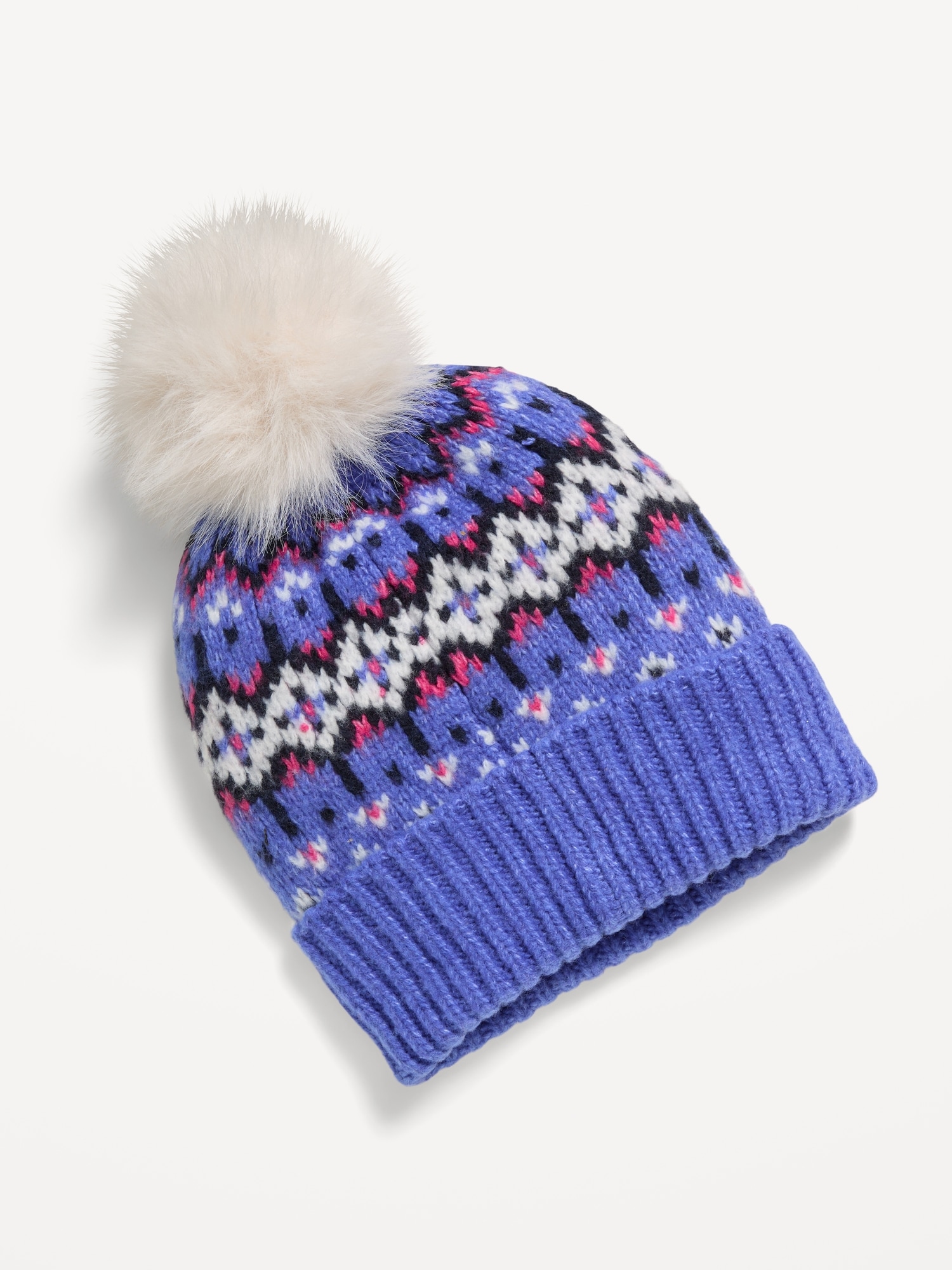 Fair Isle Pom-Pom Beanie for Women