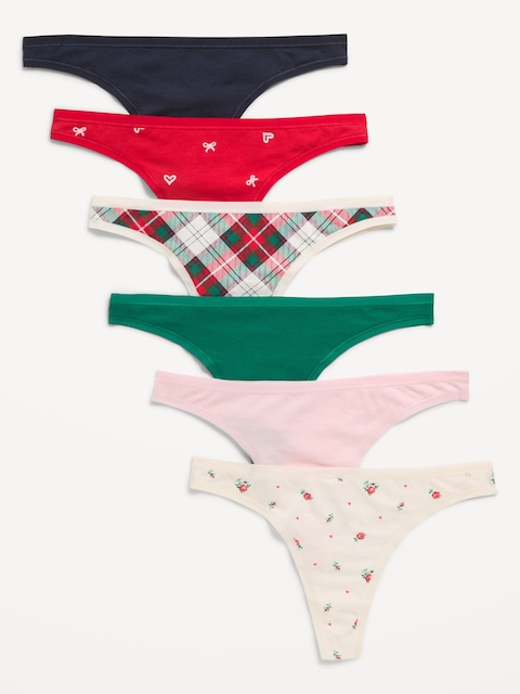 6-Pack Low-Rise Everyday Cotton Thongs