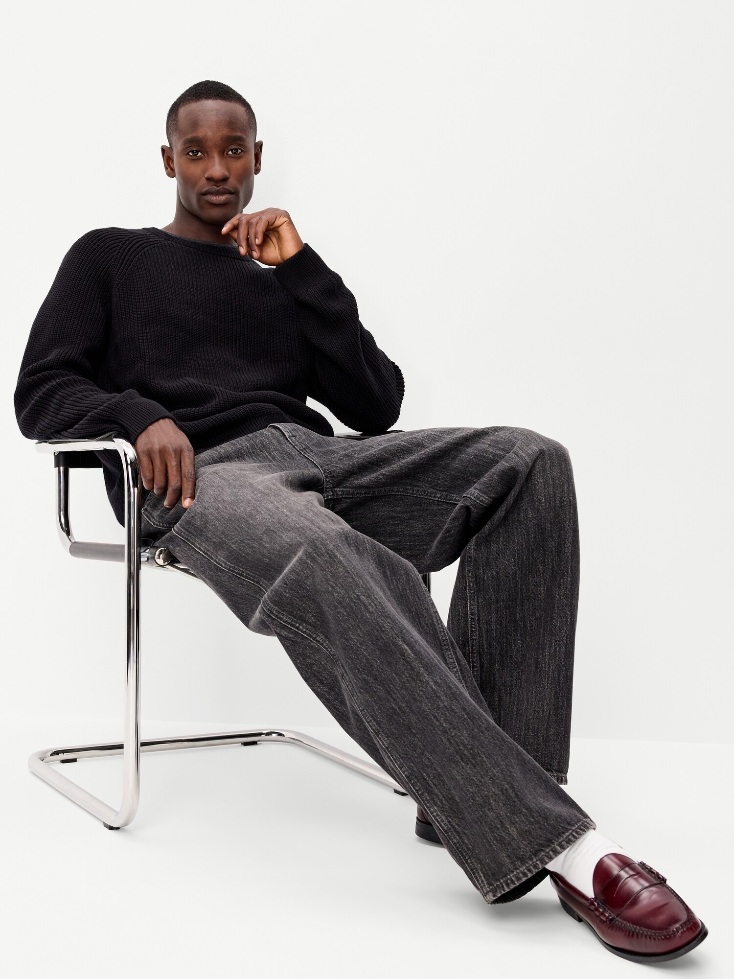 Мужской свитер Old Navy Crew-Neck, цвет: Чёрный — фото 3