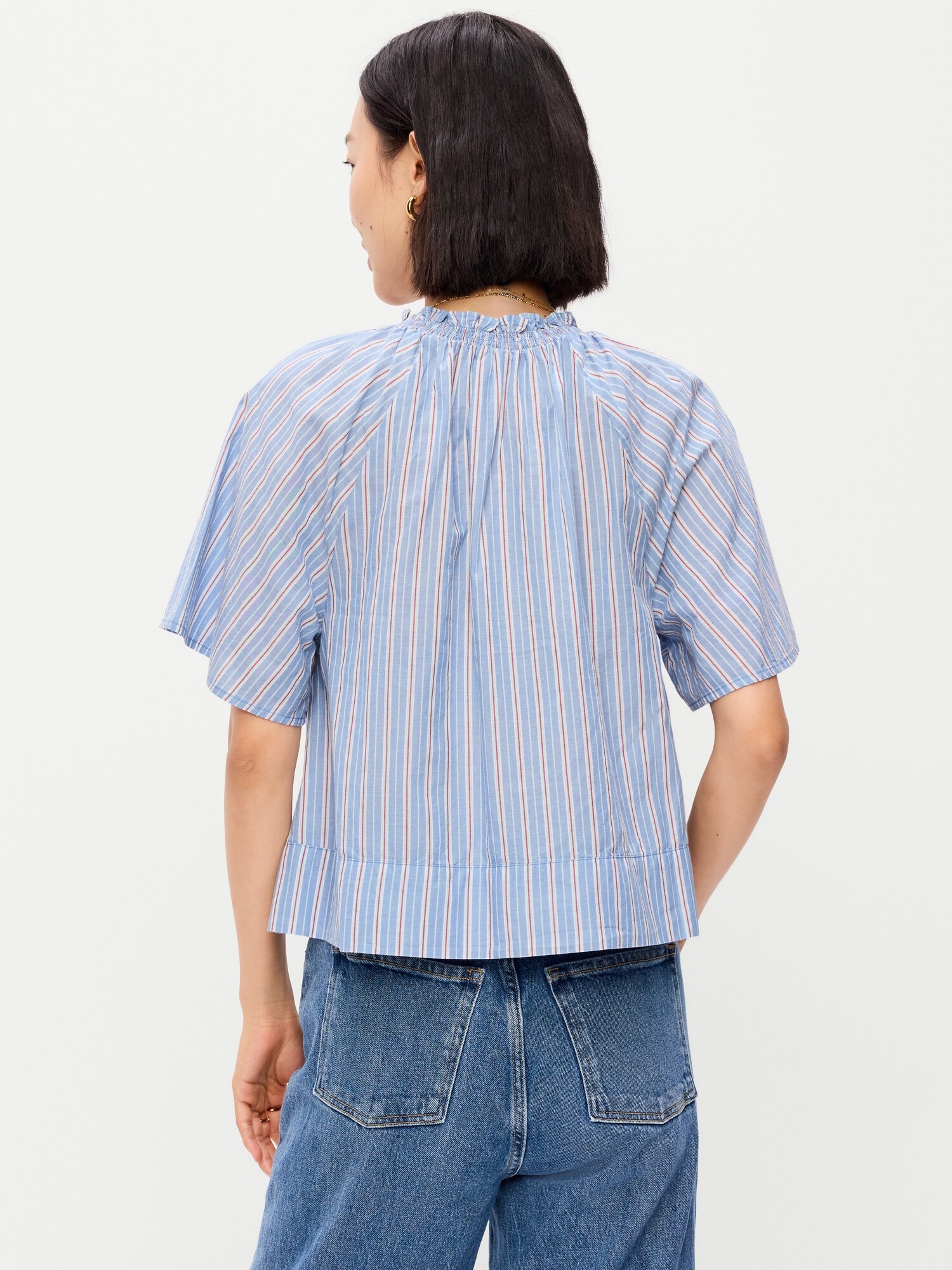 Женский топ Old Navy Loose Short-Sleeve Striped Top, цвет: Синий полосатый — фото 2