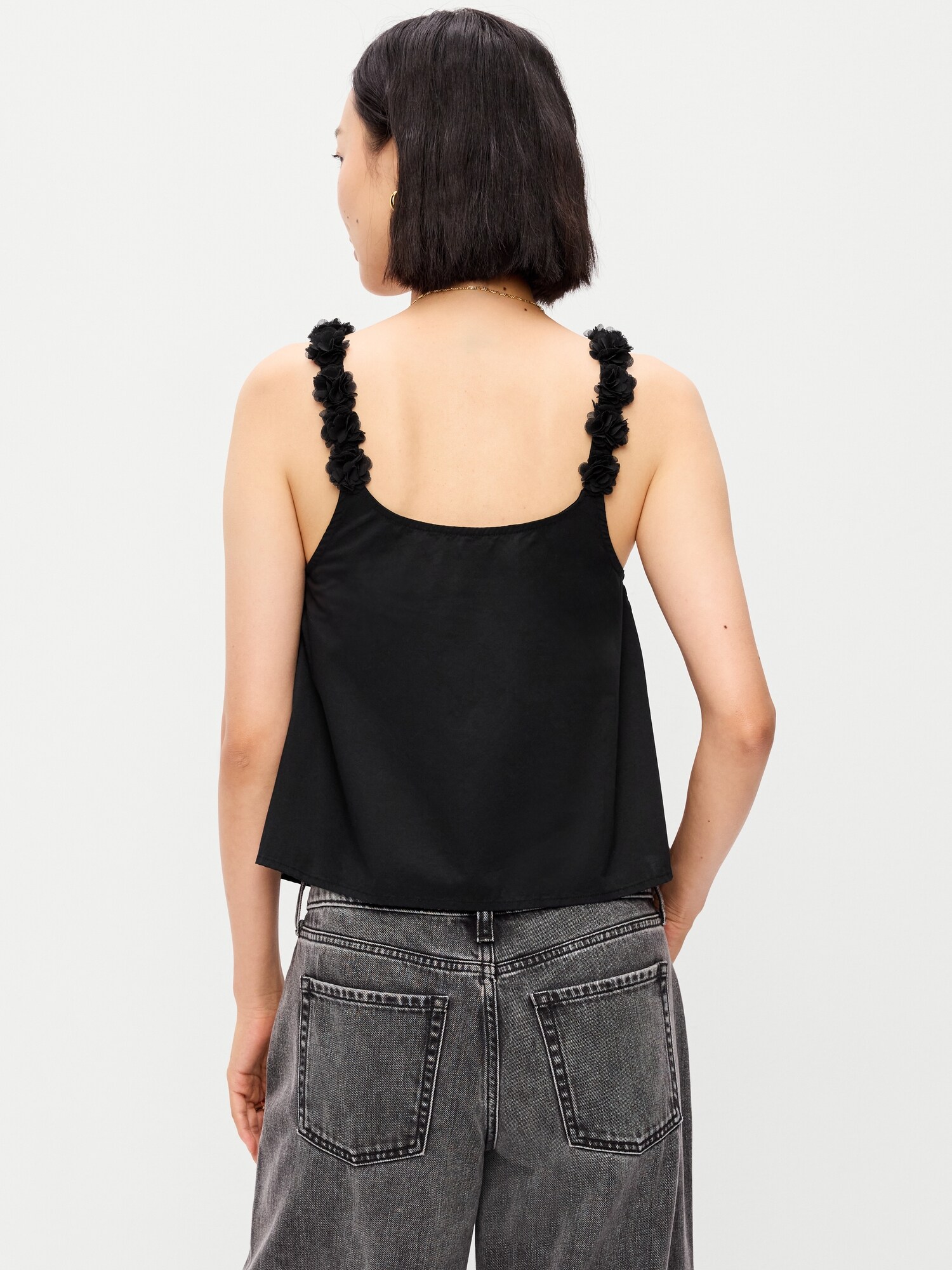 Женский топ Old Navy Rosette-Strap Tank Top, цвет: Чёрный — фото 2