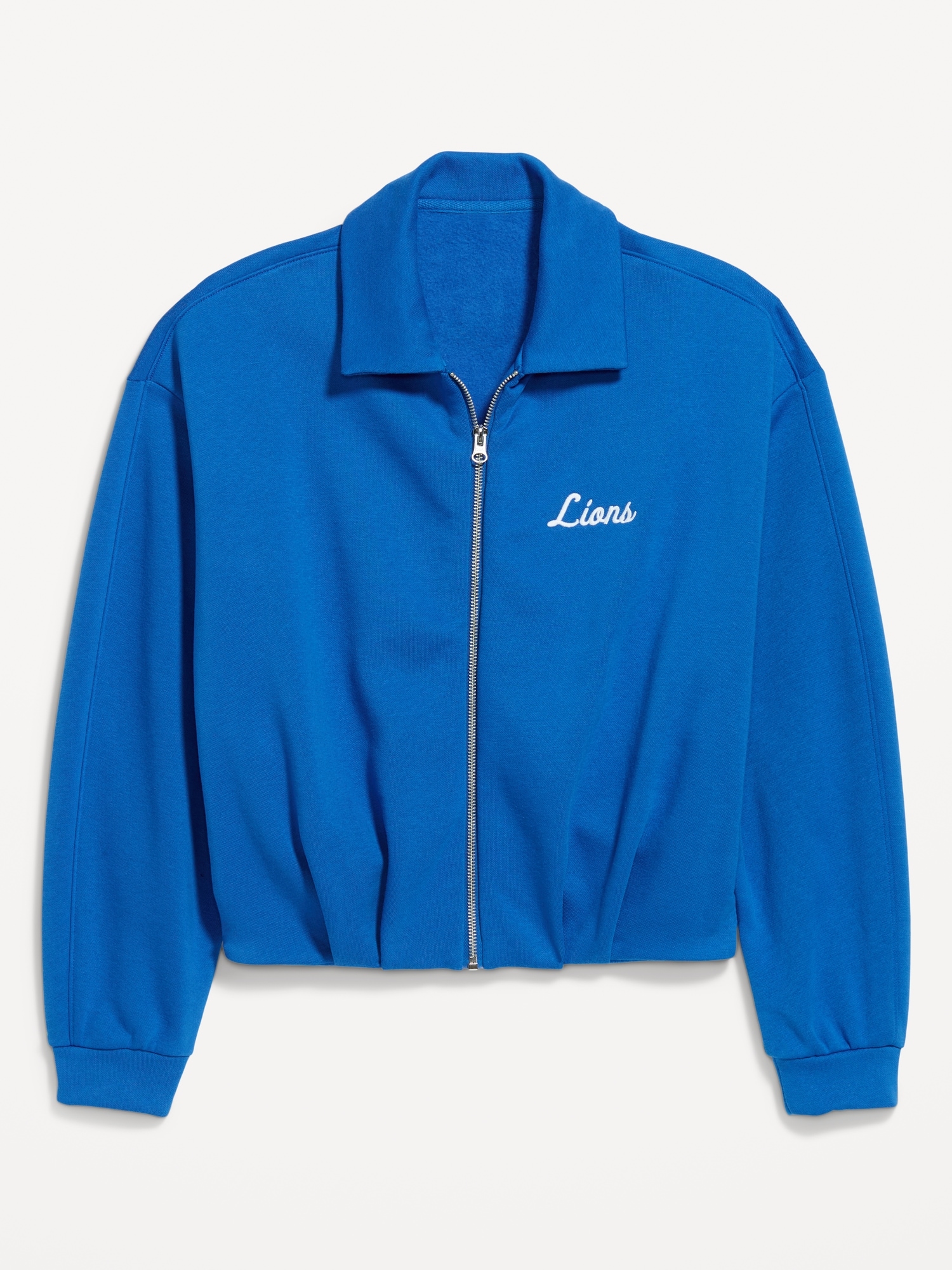Detroit Lions Oversized Fleece Bomber Jacket for Women