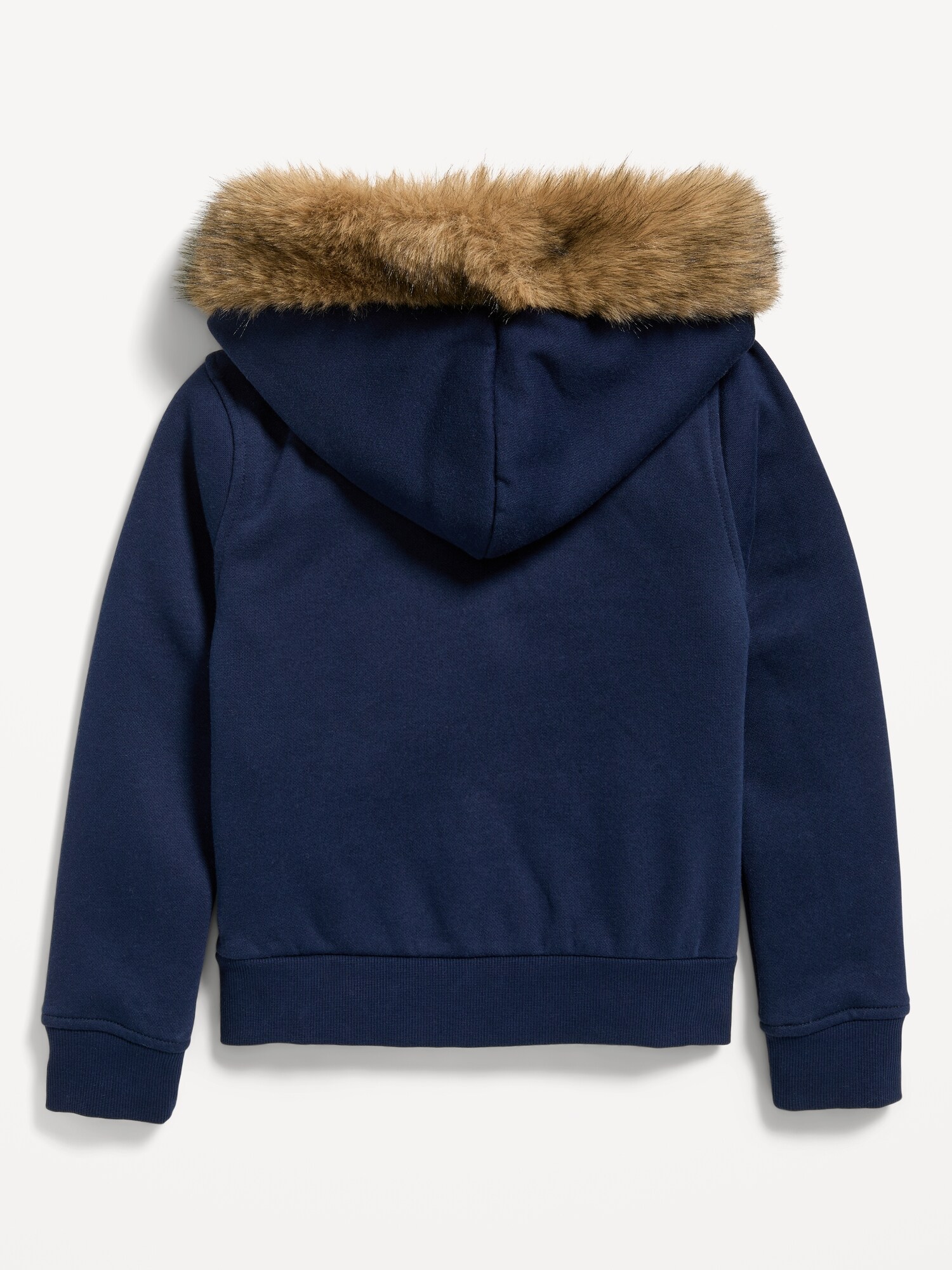Худи Old Navy Fitted Faux-Fur Logo Graphic Full-Zip для девочек, цвет: Тёмно-синий — фото 3