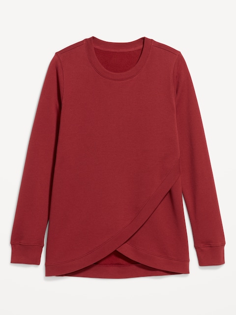 Maternity Fleece Crossover Nursing Tunic Hoodie Sweatshirt