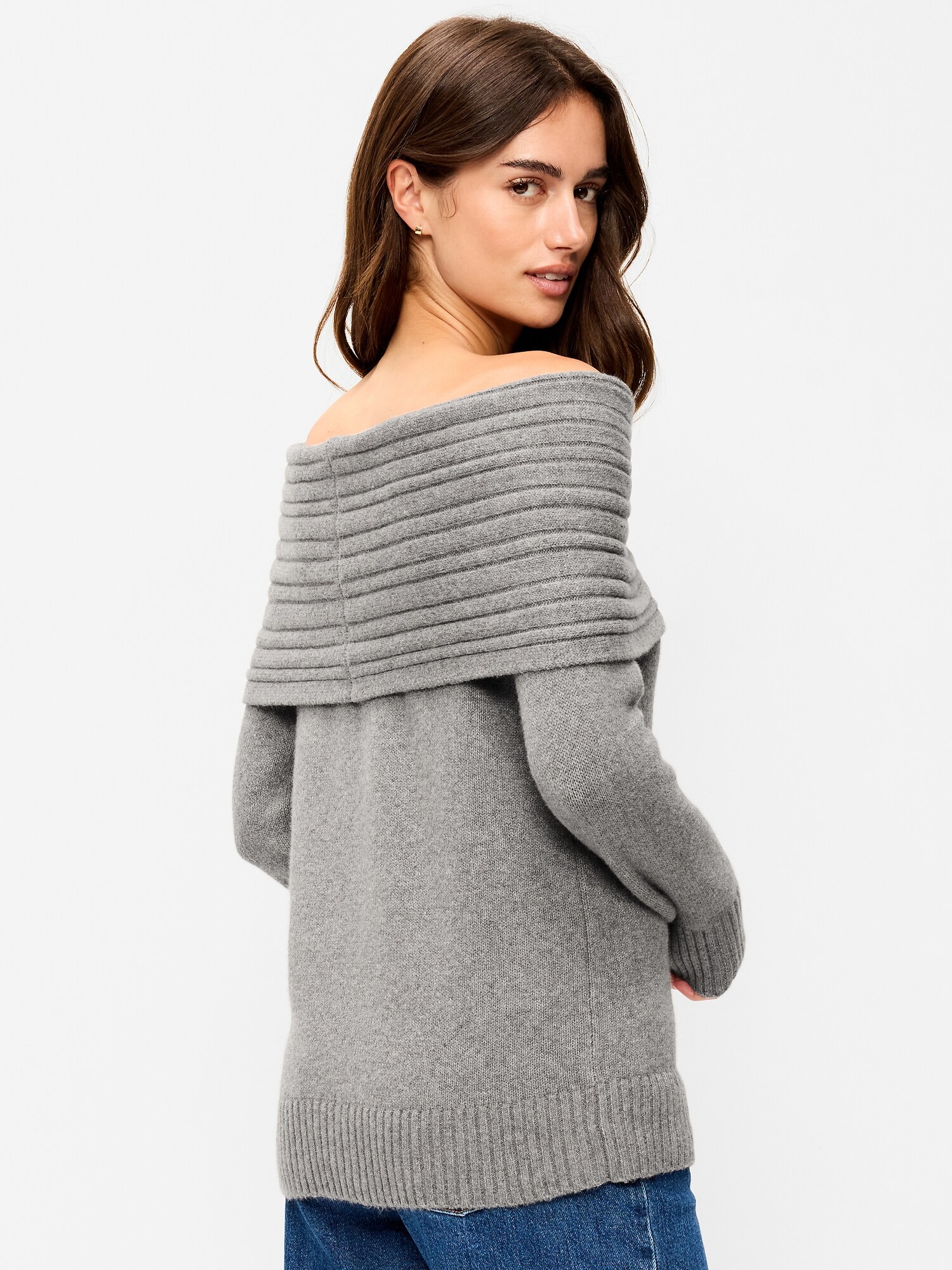 Женский свитер Old Navy SoSoft с открытыми плечами, цвет: Меланжевый серый — фото 2