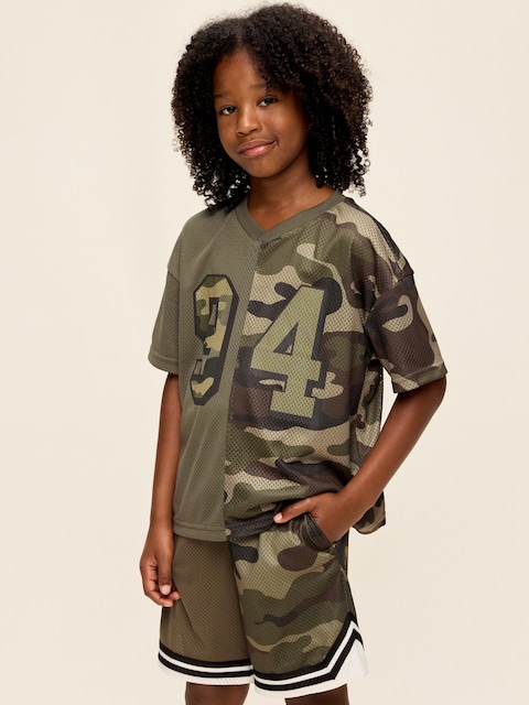 Oversized Mesh Graphic T-Shirt for Boys