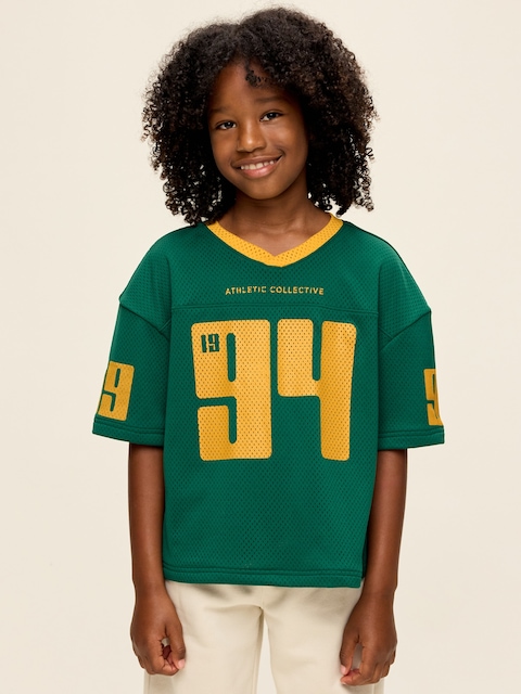 Oversized Mesh Graphic Football T-Shirt for Boys