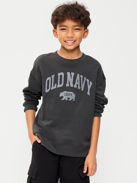 Oversized Logo Graphic Crew-Neck Sweatshirt for Boys