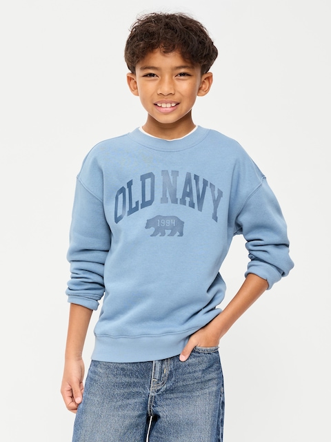 Oversized Logo Graphic Crew-Neck Sweatshirt for Boys