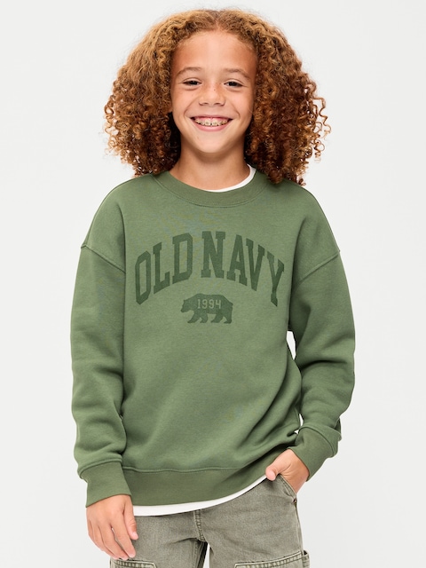 Oversized Logo Graphic Crew-Neck Sweatshirt for Boys