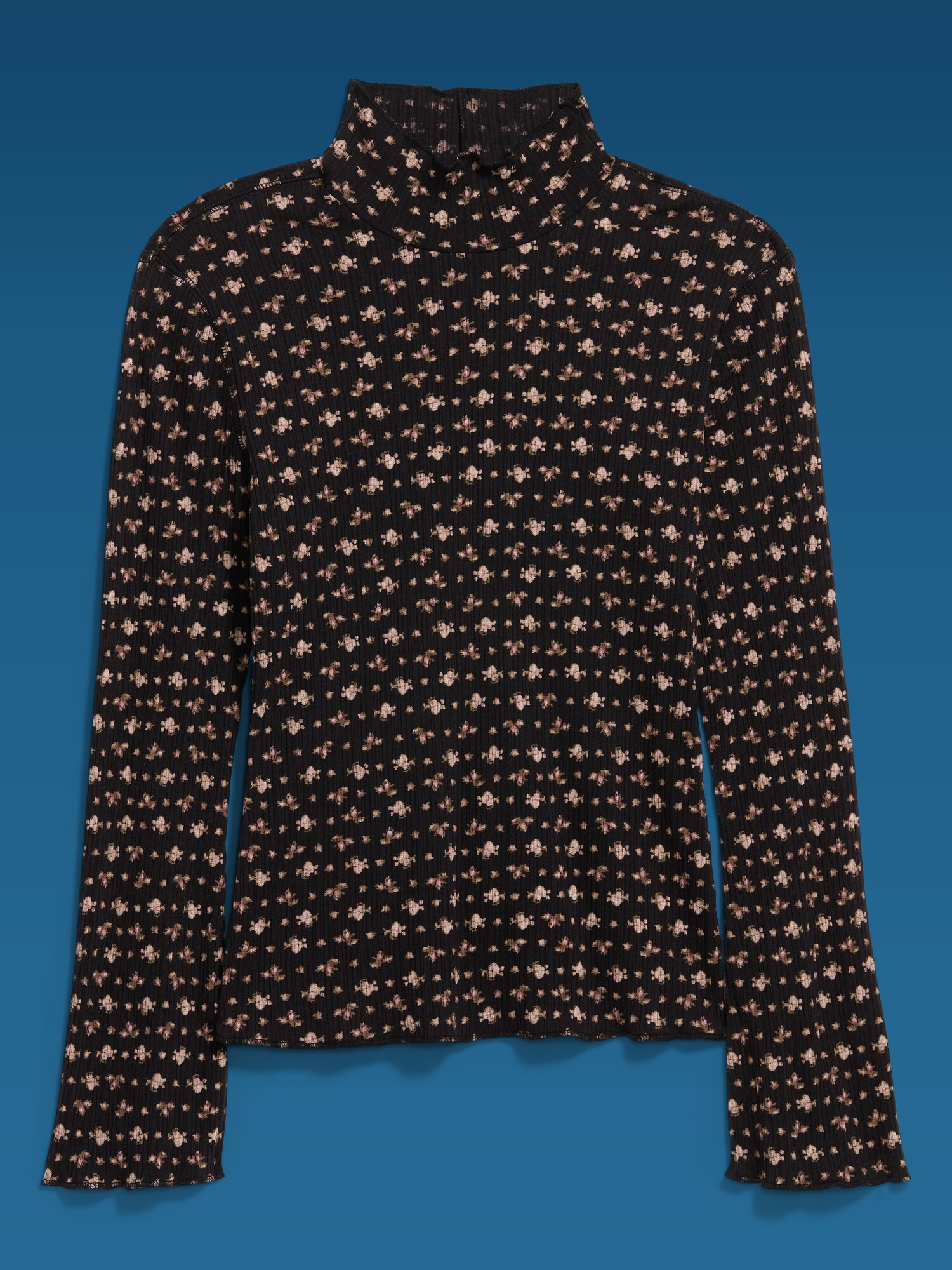 Женский облегающий топ Old Navy x Altuzarra в рубчик с длинным рукавом, цвет: Чёрный с принтом — фото 4